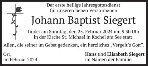 Traueranzeigen Von Johann Baptist Siegert Trauer Merkur De