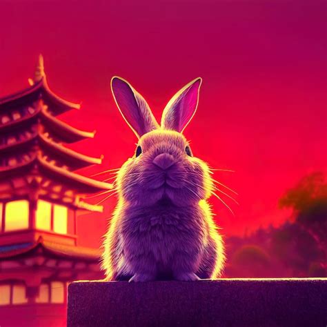 Premium Photo Cute Rabbit In Chinese Scenary