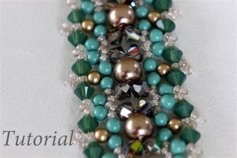 Pdf Tutorial Beaded Bracelet Her Eyesswarovski Crystalsseed Beadspearlsbicones Bead Weaving