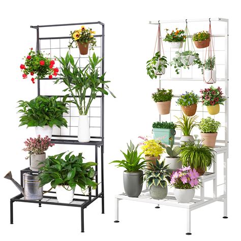 3 Tier Metal Plant Stand Large Corner Hanging Plant Shelf Flower Potted