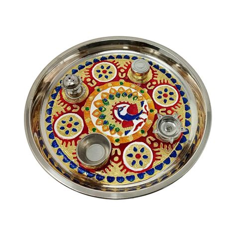 Pooja Thali Order IndianJadiBooti Stainless Steel Pooja