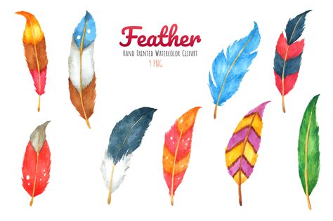 Feather Watercolor Clipart, Bird Feather Graphic by Wannafang ...