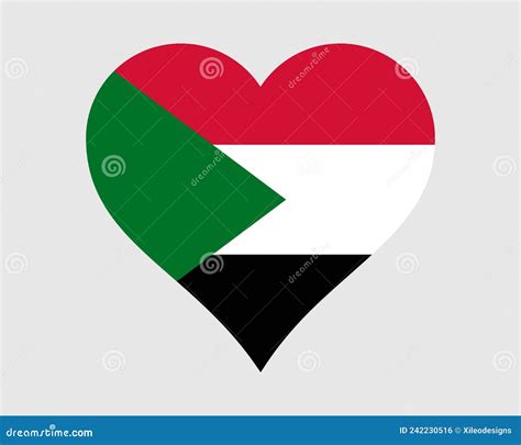 Sudan Heart Flag Sudanese Love Shape Country Nation National Flag