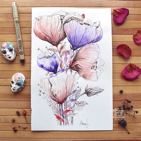 Watercolor Ink Flowers :: Behance