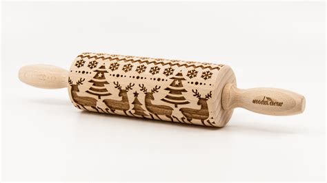 No R North Land Pattern Rolling Pin Engraved Rolling Rolling