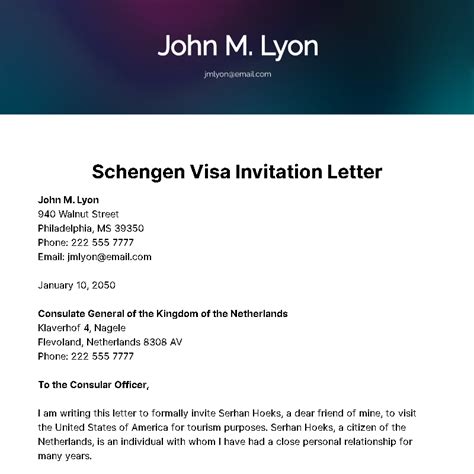 Free Schengen Visa Invitation Letter Template To Edit Online