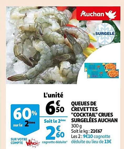 Promo Queues De Crevettes cocktail Crues Surgelées Auchan chez Auchan