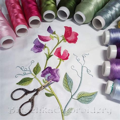 Sweet Pea With Butterflies And Dragonflies D Birochka Embroidery