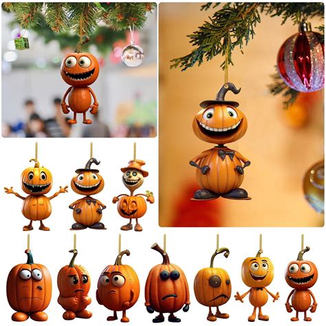 Mini Pumpkin Resin Halloween Ornaments Charm Tiny Tree Decorations