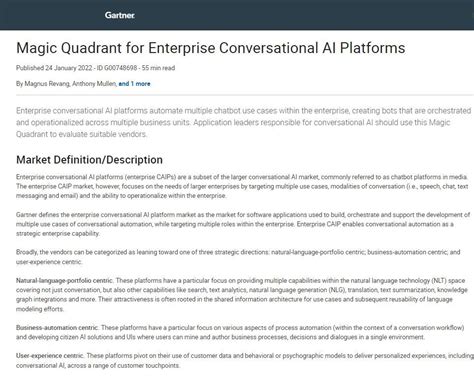 Magic Quadrant For Enterprise Conversational Ai Platforms Itpro