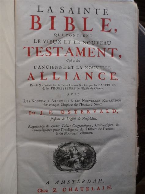 La Sainte Bible Qui Contient Le Vieux Et Le Nouveau Testament