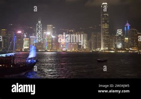 Chinese Junk Hong Kong Night Stock Videos Footage HD And 4K Video