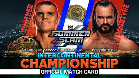 Summerslam Gunther Vs Drew Mcintyre Custom Match Card Youtube