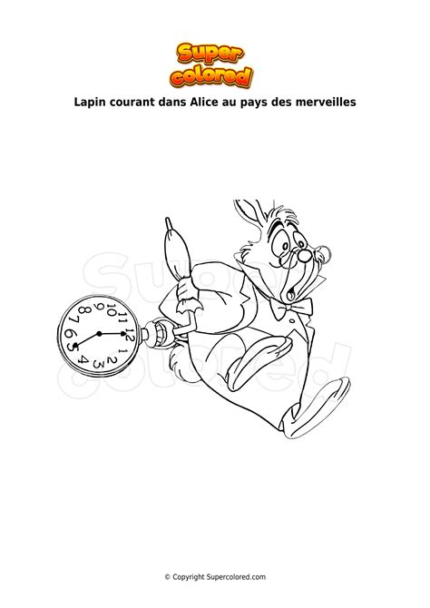 Coloriage Lapin Courant Dans Alice Au Pays Des Merveilles