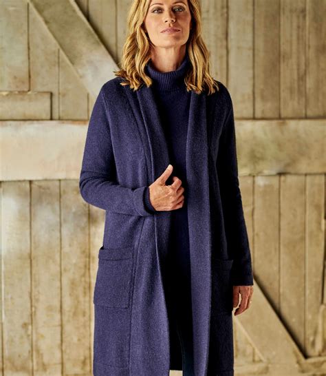 Navy Pure Lambswool 100 Lambswool Edge To Edge Coatigan With Pockets