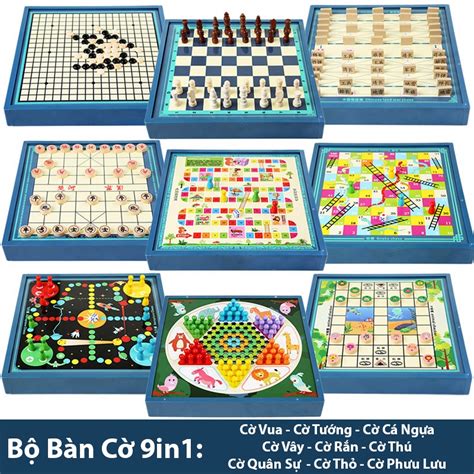 Đồ Chơi Bàn Cờ 9 Trong 1 Gồm Cờ Vua Cờ Tướng Cờ Cá Ngựa Cờ Vây