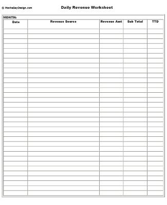 Accounting Sheets Printables