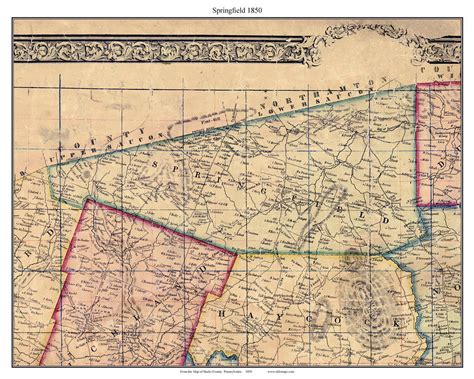 Springfield Township Pennsylvania 1850 Old Town Map Custom Print