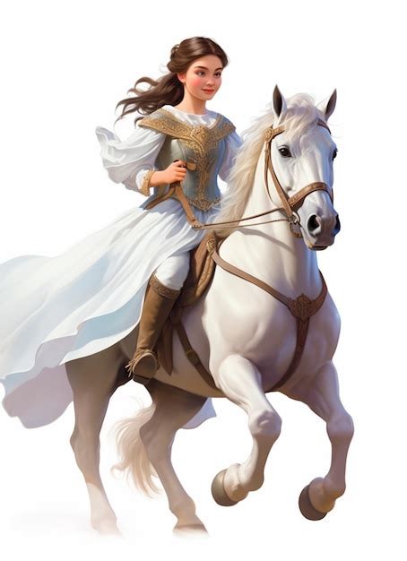 Premium AI Image | a beautiful princess riding on a cute horse