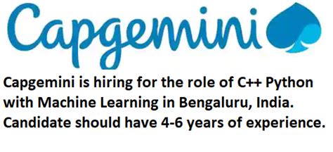 Capgemini Hiring C Python With Machine Learning In Bengaluru India