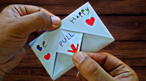 Surprise Message Card Diy Pull Tab Origami Envelope Card Letter Folding Origami Youtube