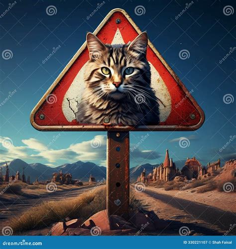 Road Sign No Cats Stock Image Image Of Advertising 330221107