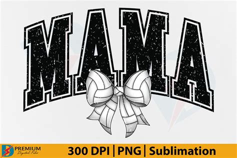 Mama Volleyball Coquette Bow PNG Retro Graphic By Premium Digital Files