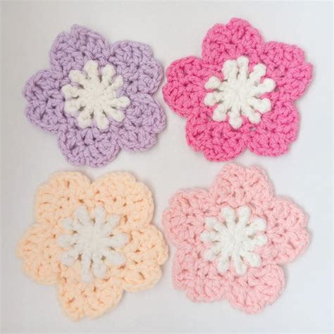 Crochet Sakura Cherry Blossom Coasters Furniture Home Living