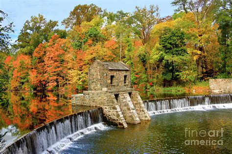 Speedwell Lake Dam And Fall Foliage Photograph By Regina Geoghan Fine