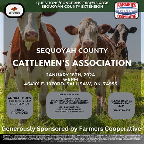 Sequoyah County Cattlemen S Association Meeting Set For Jan 18