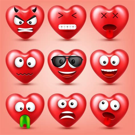 Premium Vector Heart Smiley Emoji Vector Set For Valentines Day Funny