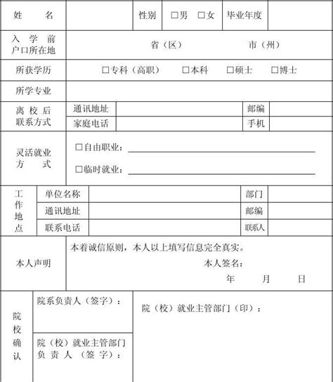 辽宁省普通高校毕业生灵活就业登记表word文档在线阅读与下载无忧文档