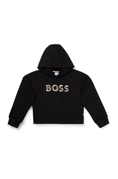 Boss Kids Sweatshirt Aus Baumwoll Mix Mit Kapuze Und Logo Detail