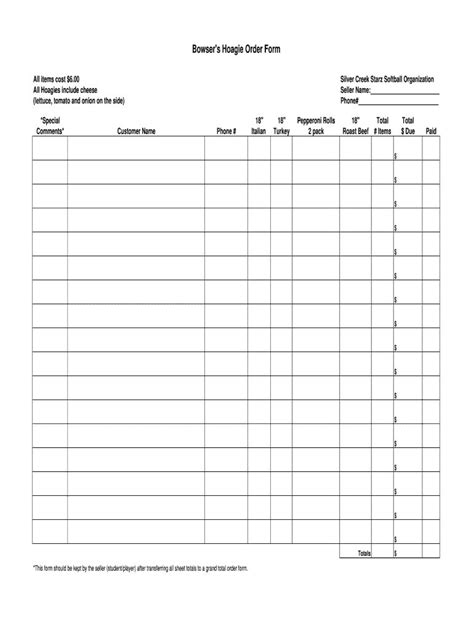 Printable Uniform Order Form Template Printable Word Searches