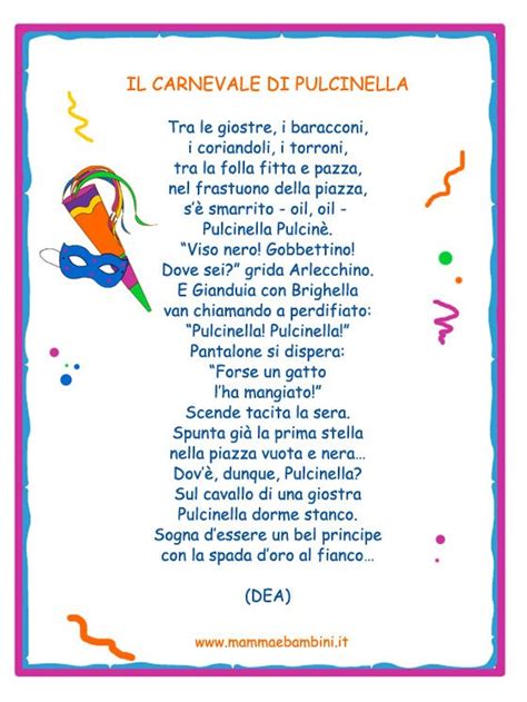 Poesia Il Carnevale Di Pulcinella In Cornice Mamma E Bambini