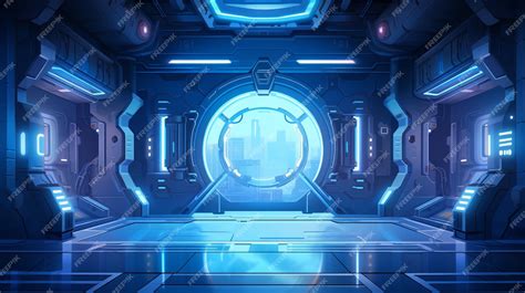 Premium Photo | Arafed view of a sci fi spaceship interior with a large ...