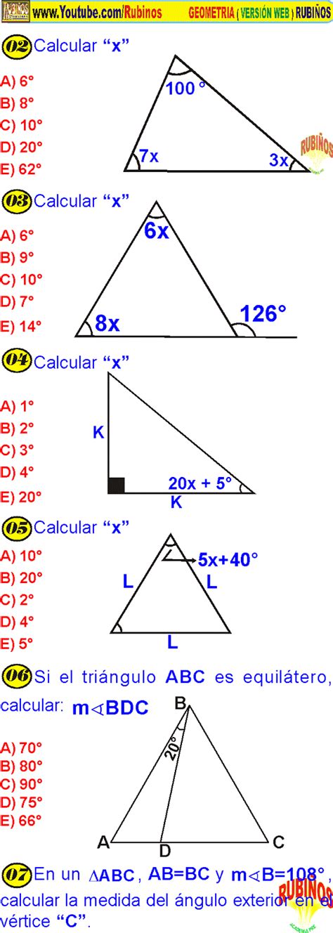 Los TriÁngulos Y Sus Propiedades Ejercicios Resueltos De GeometrÍa Plana Preuniversitaria En Pdf