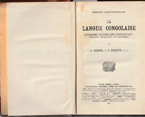 La langue congolaise Grammaire vocabulaire systématique phrases