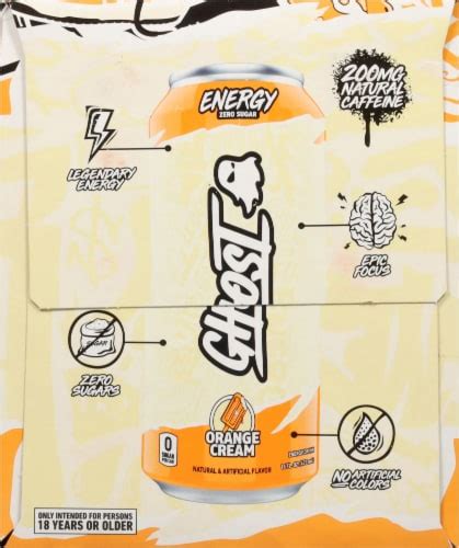 Ghost Zero Sugar Orange Cream Energy Drink Multipack Cans 4 Pk Smith