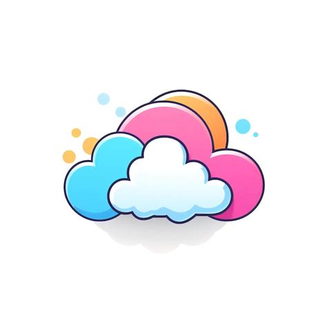 Premium Ai Image Cloud Themed Simple Icon White Background Line Color