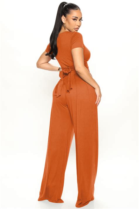 Casually Chic Wide Leg Pant Set Rust Fashion Nova Matching Sets Fashion Nova