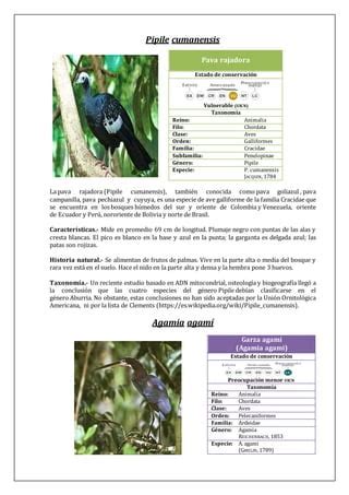 Especies De Aves PDF