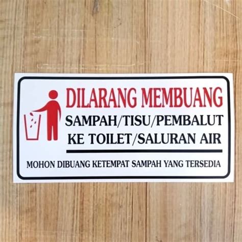 Jual STICKER RAMBU DILARANG MEMBUANG SAMPAH TISU PEMBALUT 7X14CM