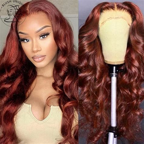 Reddish Brown Body Wave Lace Front Wigs Synthetic Lace Wig Copper Red