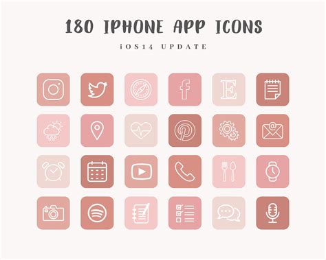 Neutral Pink Aesthetic App Covers IOS14 App Icon Pack IPhone Icons Pink