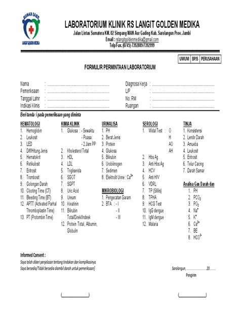 Formulir Permintaan Laboratorium Pdf