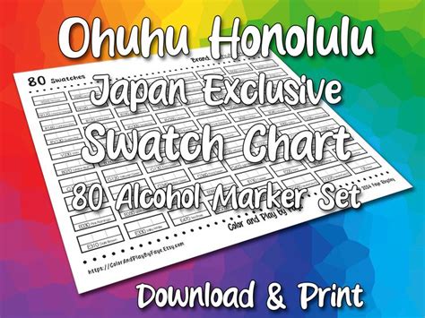 Ohuhu Honolulu Marker Swatch Blank Chart Printable Diy Color Chart