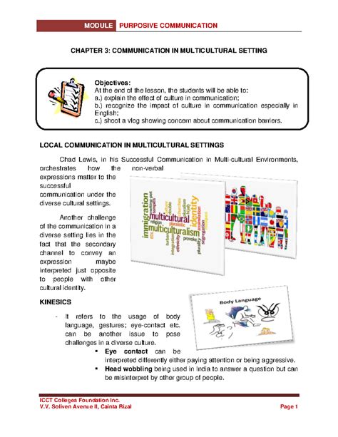 Chapter 3 Purposive Communication ICCT Colleges Foundation Inc