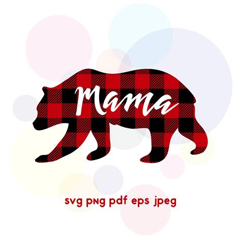 Mama Bear Svg Printable Clipart Buffalo Plaid Cricut File Etsy