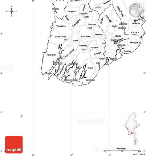 Blank Simple Map Of Yangon Rangoon